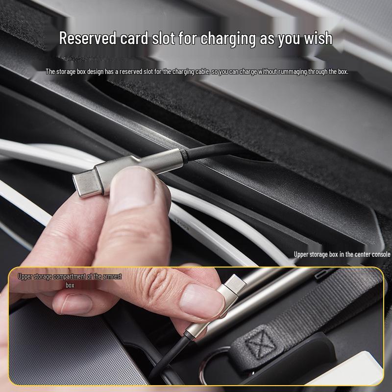 3W Silicone Pad for Tesla Model 3/Y Center Console Armrest, Dual Layer Storage Box