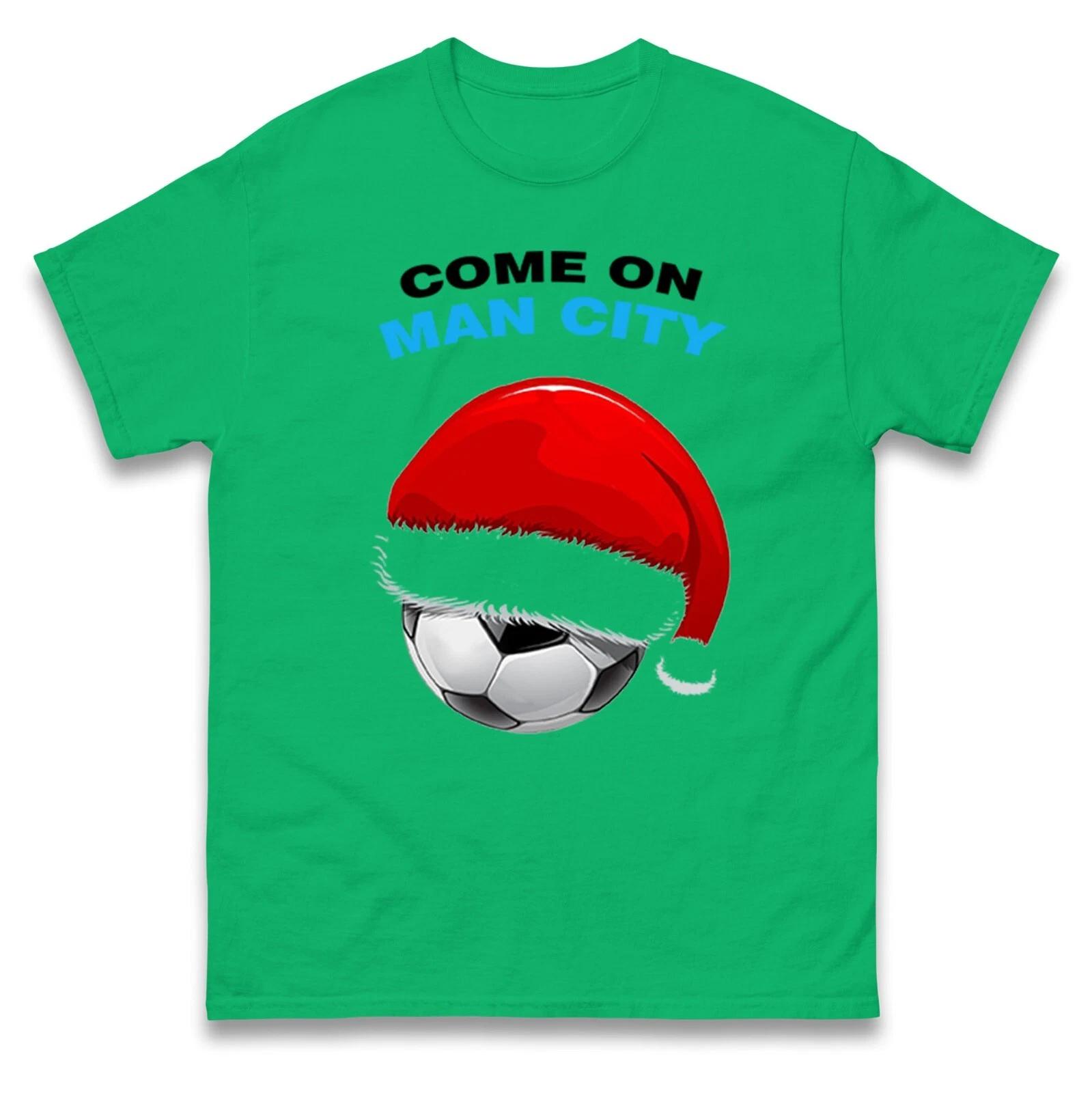 Come On Man City Soccer Christmas T Shirt,Fun Festive Football Christmas Tee S