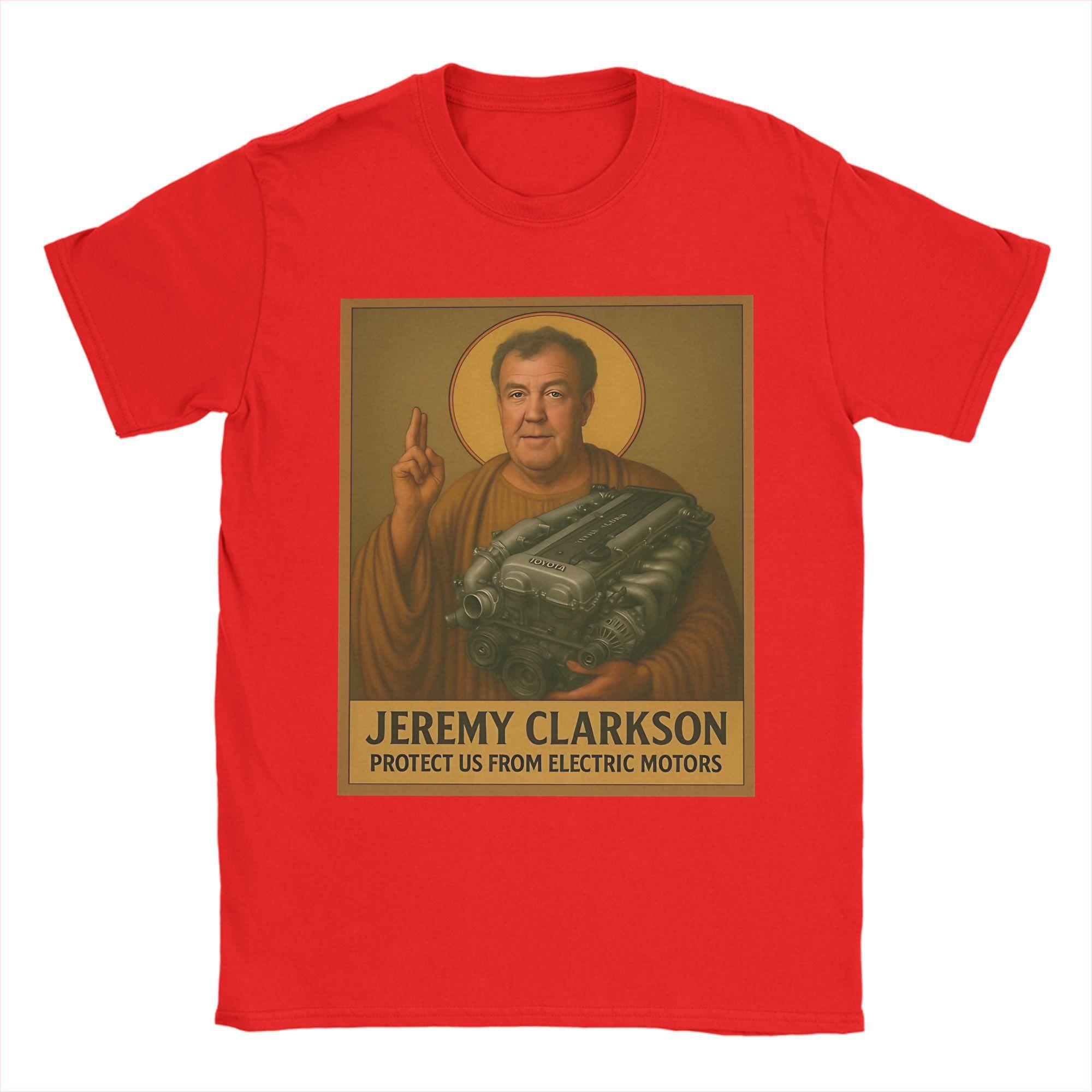Men Women Fashion Jeremy Clarkson Protect us from Electric Motors T Shirt Tee 100% Cotton T-shirts Clothing S