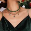 European and American Christmas Snowman & Cane Necklace Set - Beaded Clavicle Chain Jewelry