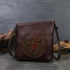Johnature Retro Totem Reliéfní Pravá Kůže Dámská Taška Přes Rameno Hovězí Kůže Všestranná Malá Čtvercová Taška