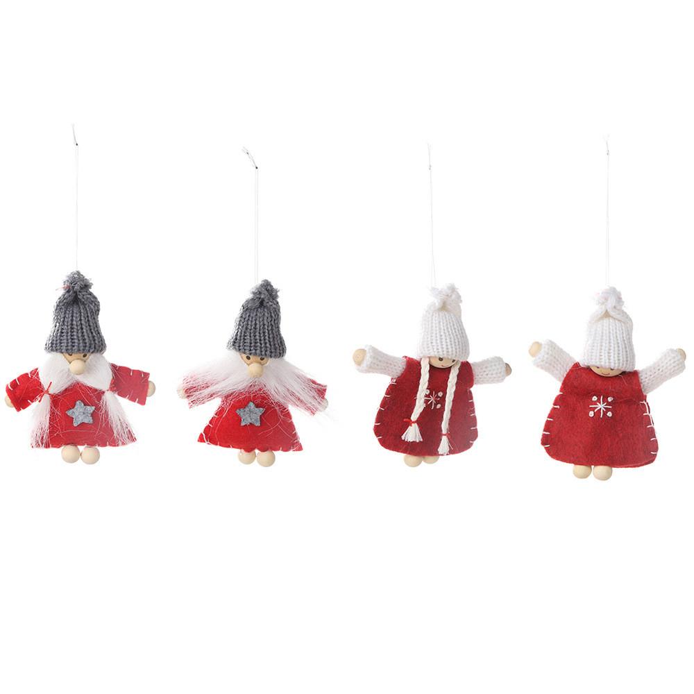 Bead Cute Wooden Foot Doll Hanging Ornaments For Children Joyful Decor Christmas