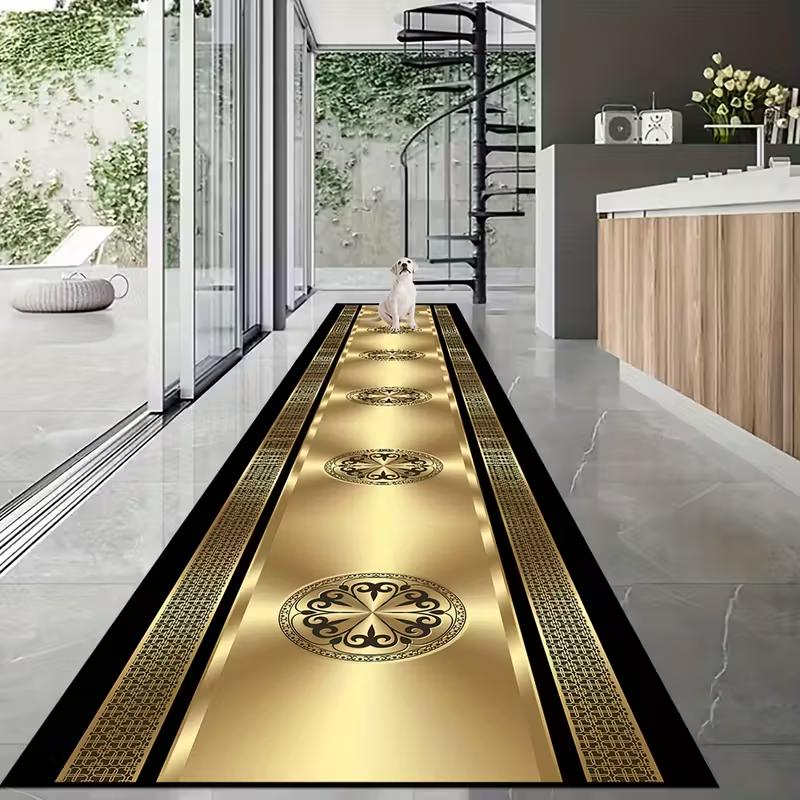 Luxury Golden Pattern Carpet Bedroom Room Bed Blanket Runner Rug Shoes Room Living Room Bedroom Kitchen Rugs Washable Carpet Mat