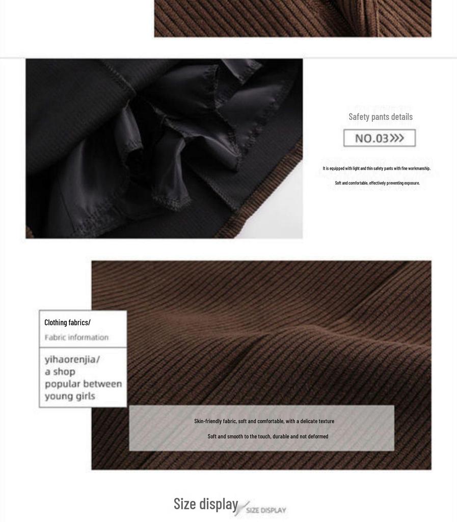 2026 A/W High Waist Corduroy A-Line Skirt: Stylish, Slimming, Hip-Hugging, Short Skirt