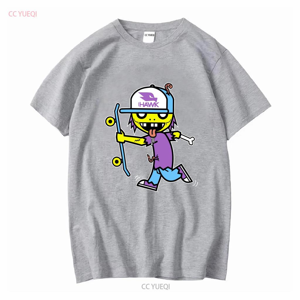 Tony Hawk Zombie Skateboarding T-shirt Blå Skjorta Ungdom Medium Polyester vintage Tvättad Mångsidig Topp För Vardagsbruk