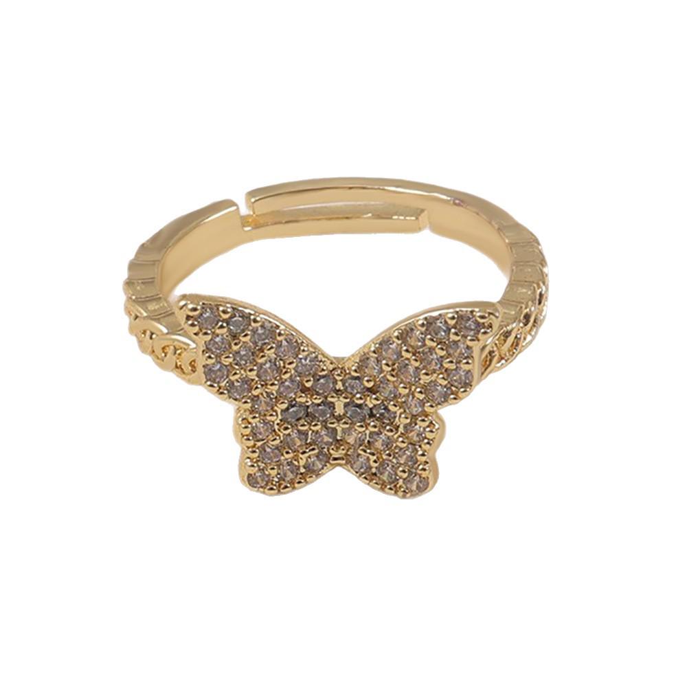 Korean Dongdaemun Butterfly Chain Adjustable Ring for Women