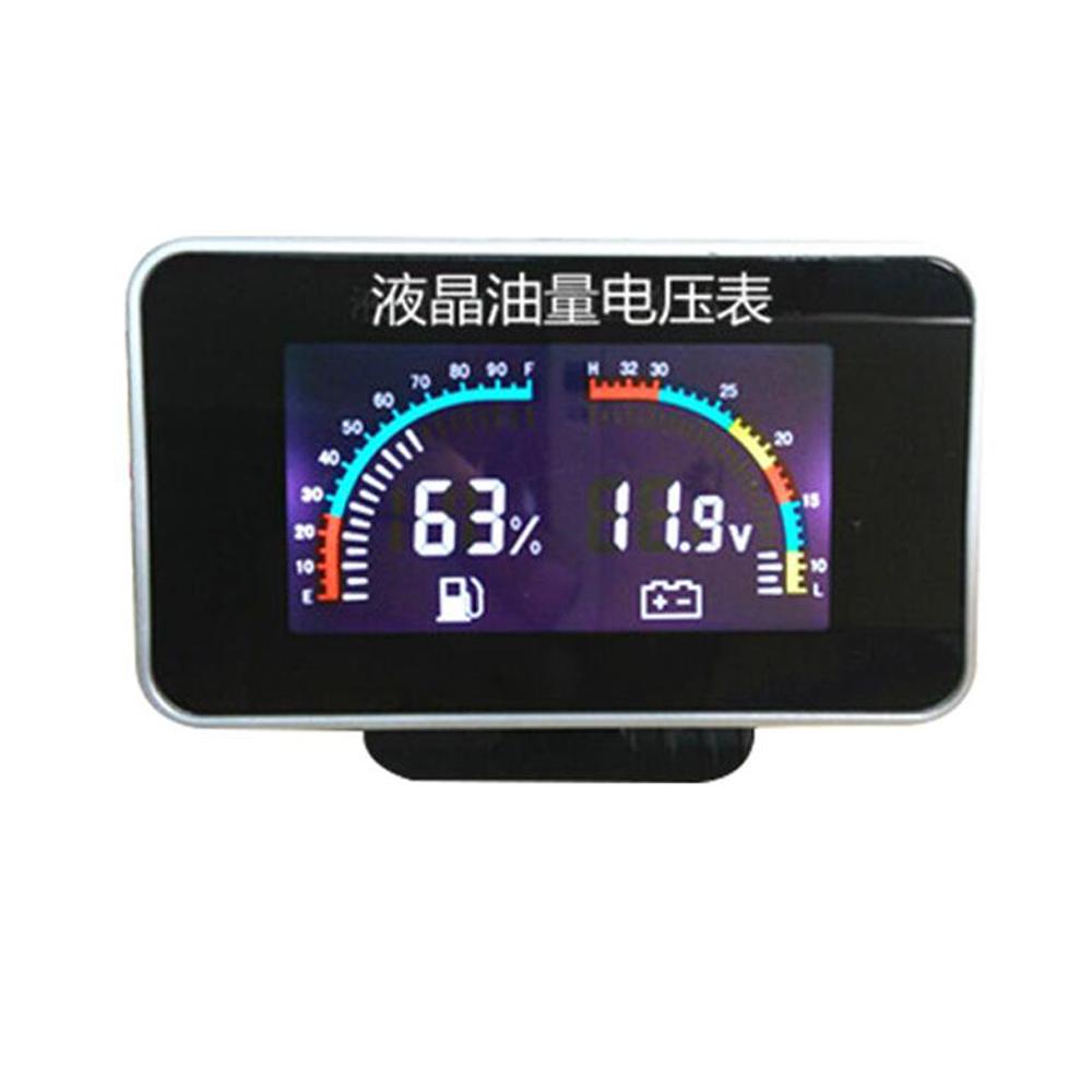 

Universal 12v/24v 2 In 1 LCD Car Digital Voltmeter Fuel Level Gauge Fuel Gauge Motorcycle Volt gauges fuel Sender Alarm Ga темно серый