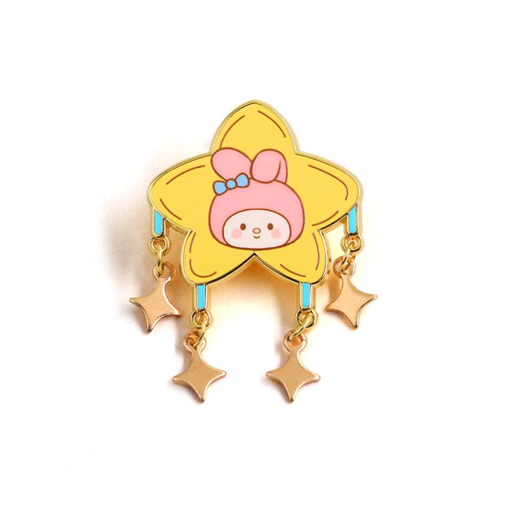 Cartoon Star Brooch: Cute Anime Character Pendant & Creative Badge for Backpacks & Clothing