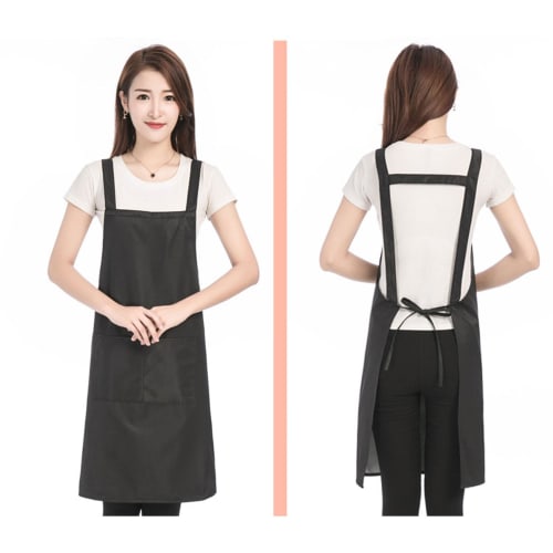 XuJJJJunB H-Shaped Apron, Neck Strap, Simple, Unisex, Black, Adult, Cafe Apron, Stain Resistant, Wrinkle Resistant
