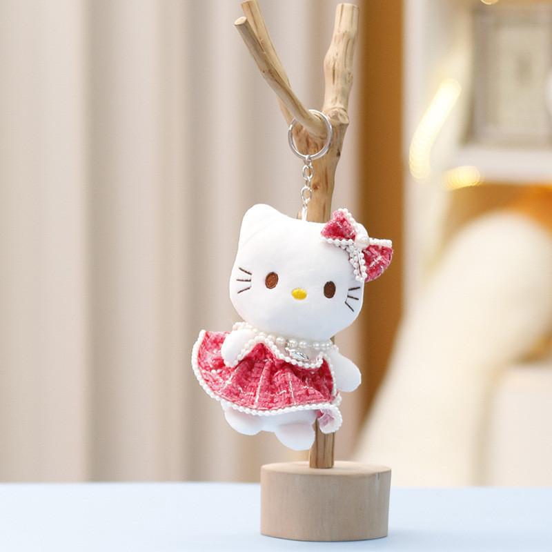 Pendant Plush With Artificial Pearl Necklace And Plaid Skirt Decor