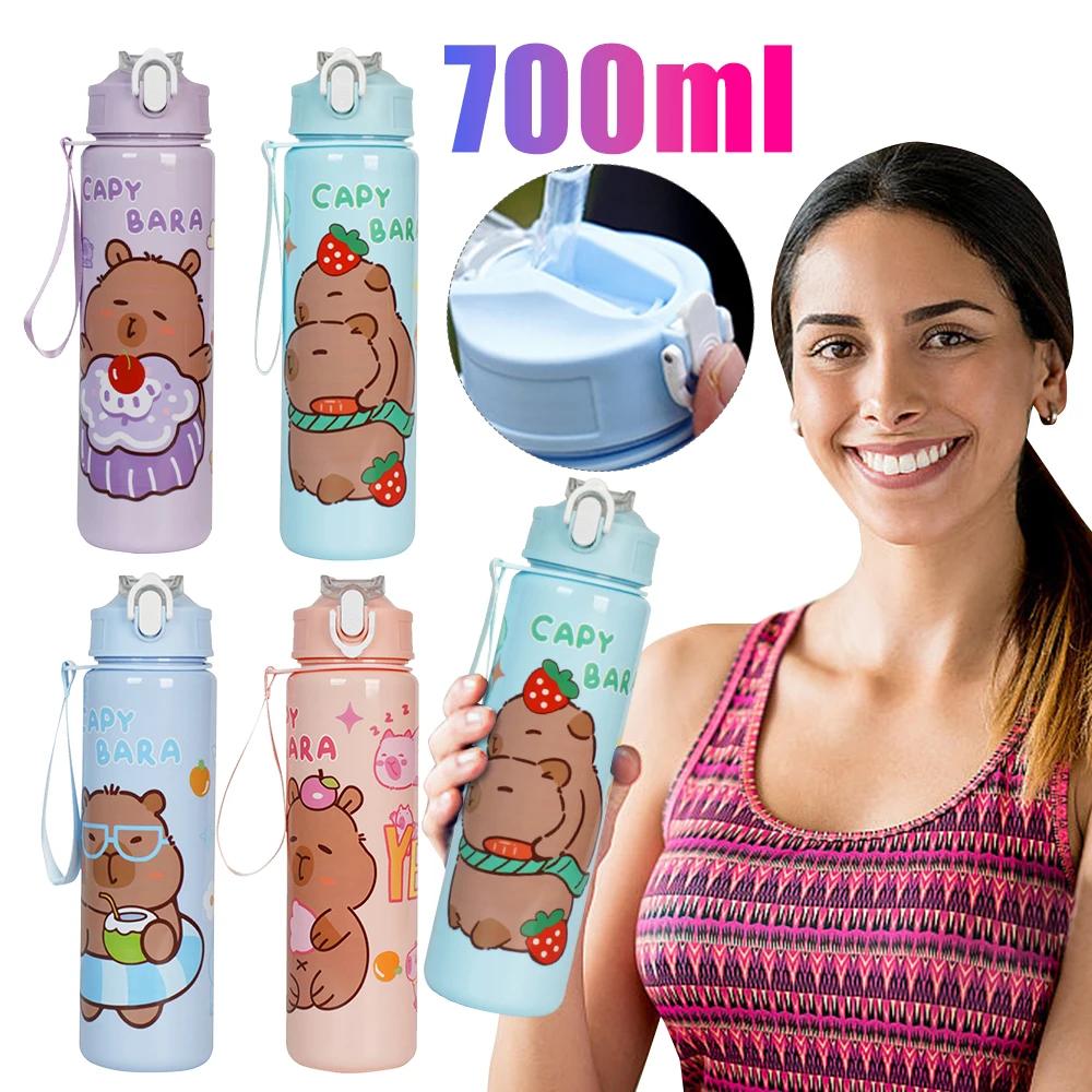 700ml Capybara Cute Water Cup with Straw & Handle Sports Water Bottle Large Capacity Kawaii Water Bottle for Outdoor Activities