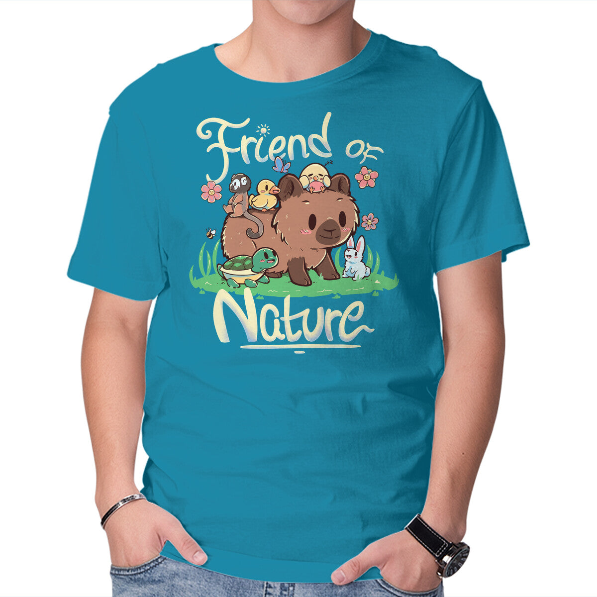 Unisex Crew Neck T-Shirt Friend Of Nature Graphic Short Sleeve Casual Tee XXL