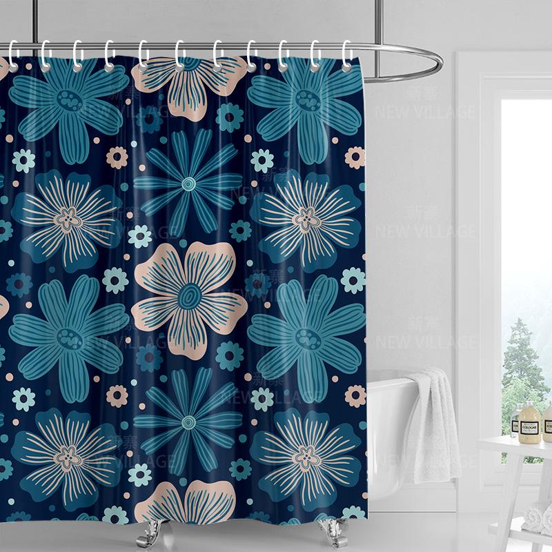 Home shower curtains bathroom Decora waterproof fabric non-slip bathmat water absorption curtain Modern nordic simple plant