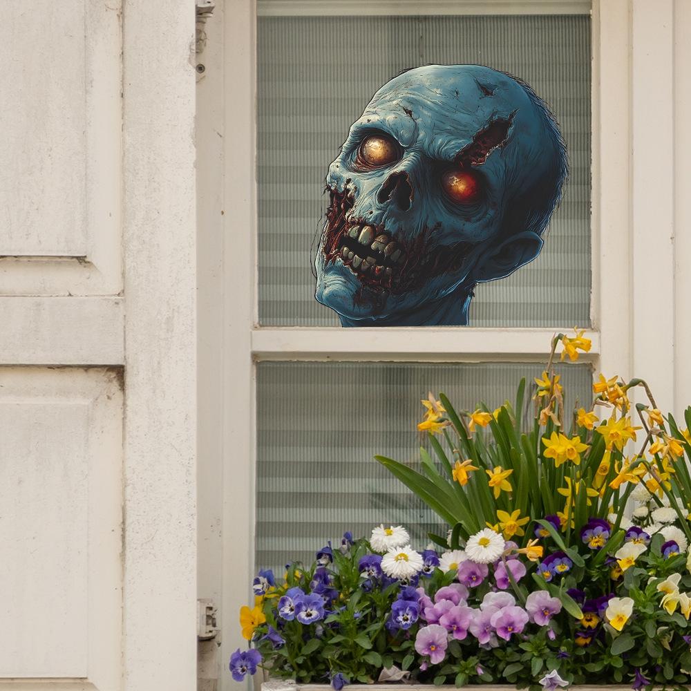 Halloween Horror Zombie Balcony Glass Showcase Home Festival Decoration Static Window Stickers
