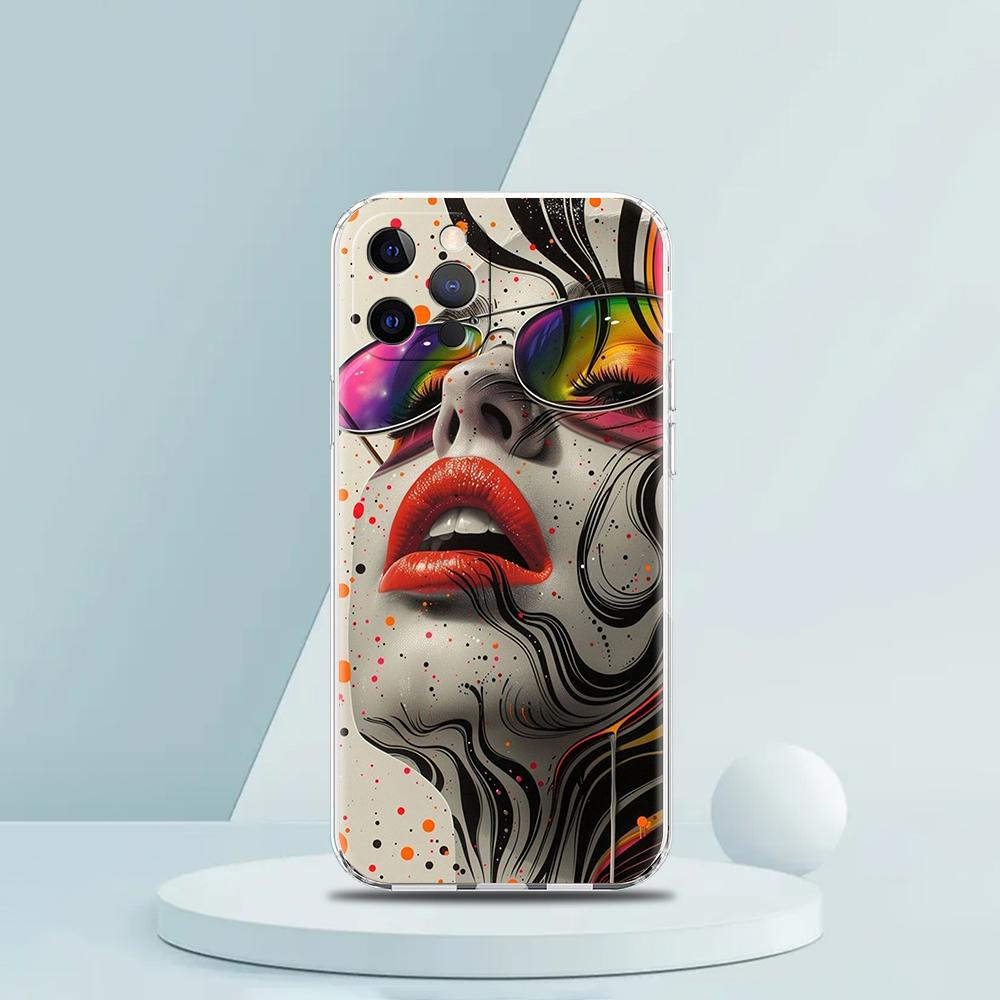 

Fashionable Lips Phone Case for iPhone 16 15 14 13 12 Pro Max Transparent Soft for iPhone 11 Pro Max 7 8 Plus XS XR Shell Capas iPhone 13