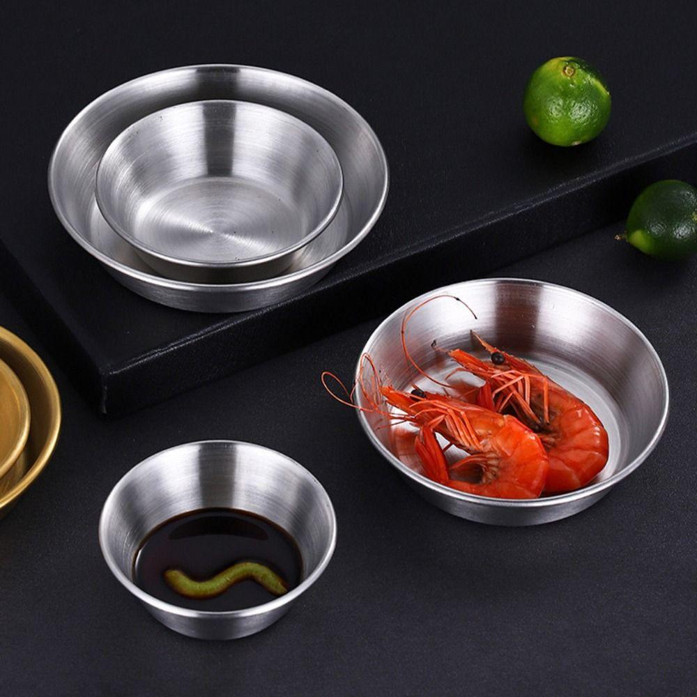 3pcs Stainless Steel Barbecue Sauce Cup Thickening Seasoning Dish Korean Sauce Dish  Kitchen