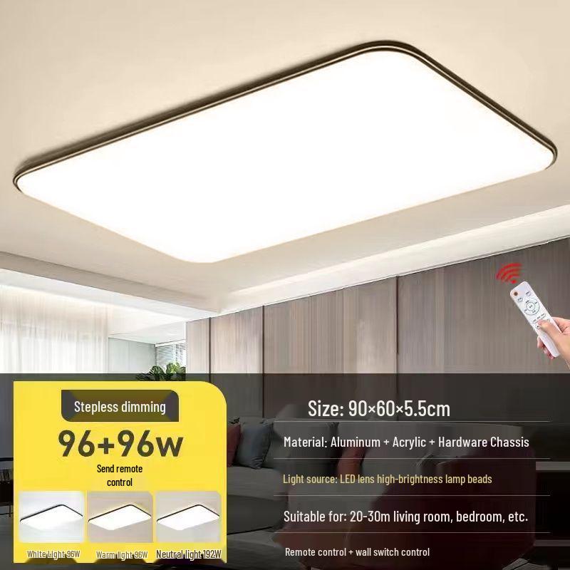 Modern LED Rectangular Ceiling Light - Large Minimalist Fixture for Living Room or Bedroom (2025 Model)
