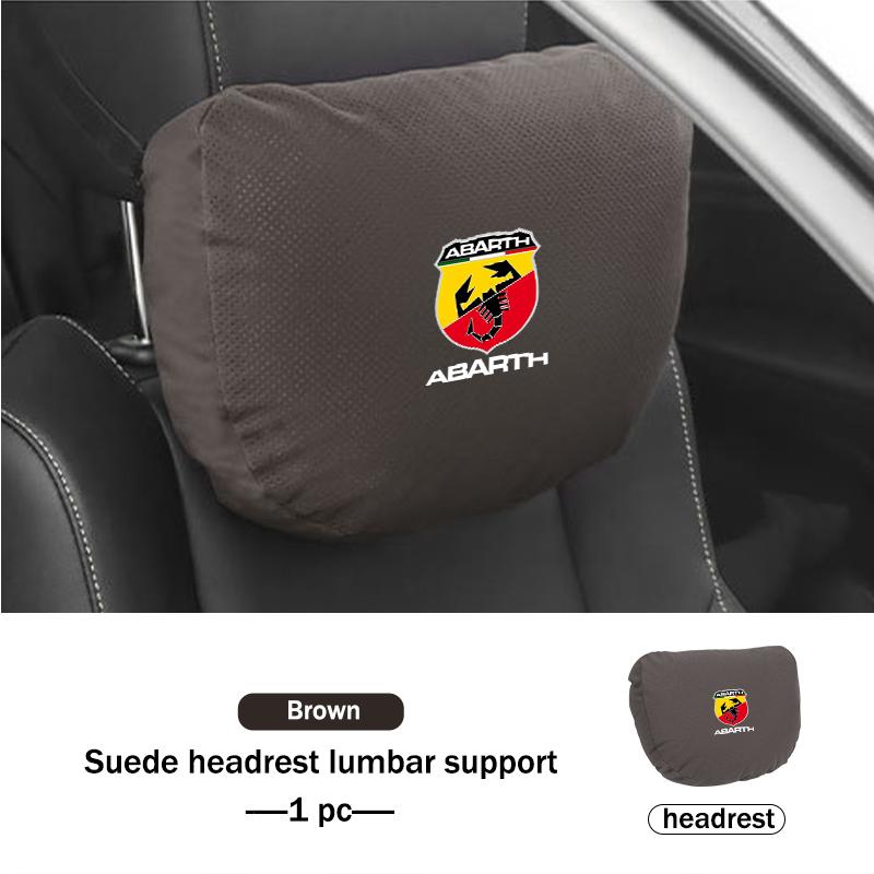 Car Suede Seat Headrest Neck Pillow Soft Cushion Lumbar Support For Abarth Freemont Strada 500x Grande Punto Ducato Stilo Palio