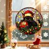 Christmas Party Hanging Accents 2D Acrylic Suncatcher, Stained Glass Style Black Cat Window Hanging, Festive Home Entrance Decor Colorful Plaque with