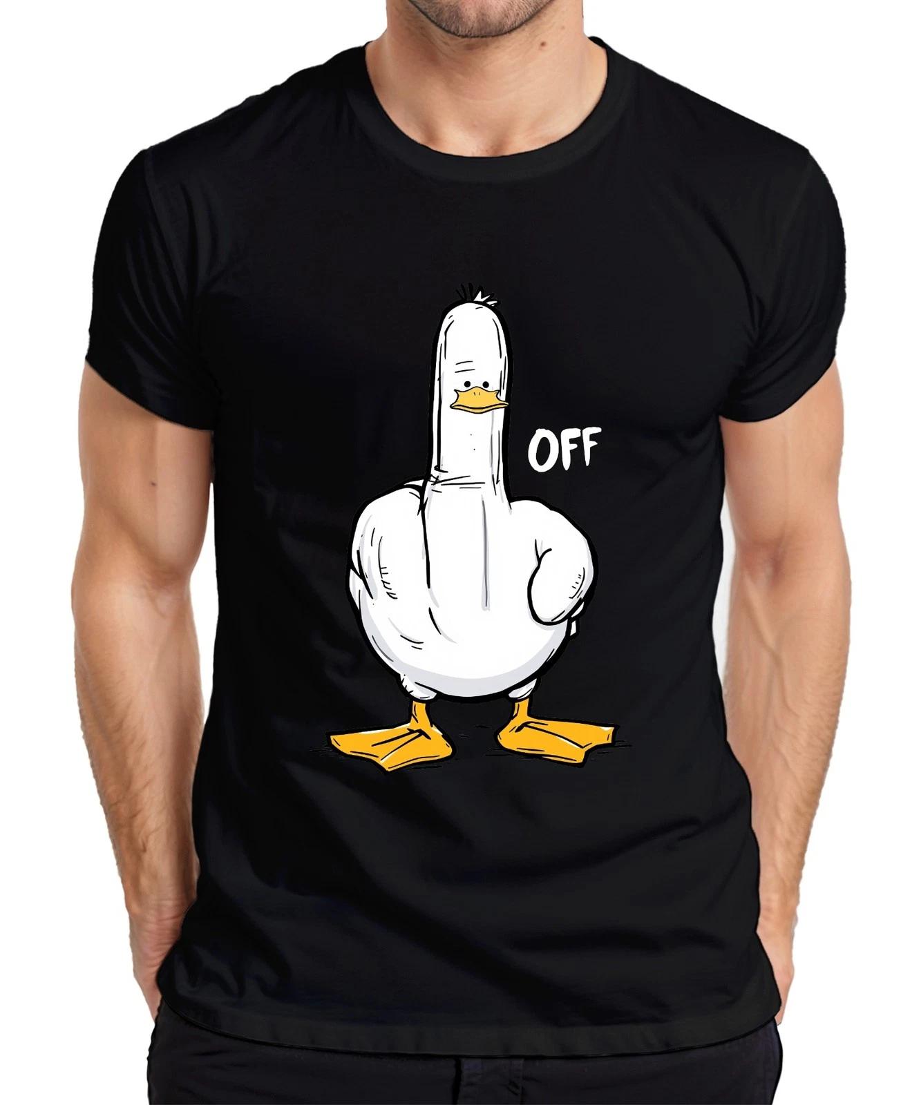Freche Ente Mittelfinger F*ck OFF lustig sarkastisch Cartoon Herren T-Shirt S