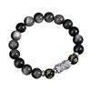 Tichia Real Shot Obsidian Bracelet with Pure Silver Pixiu - Men's High-End Retro National Trend.