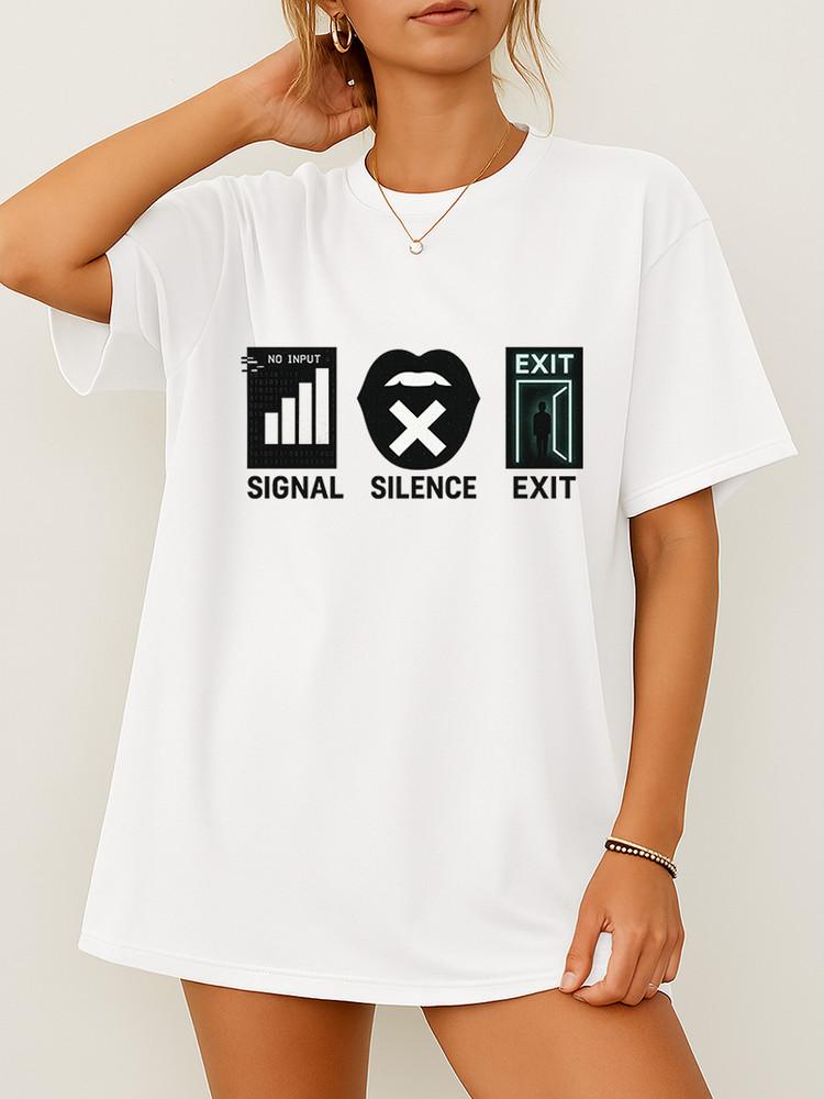 Signal Silence Exit T-Shirt Minimalist Grunge Graphic Tee Cyberpunk Streetwear Unisex T-Shirt XXXL