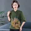 2026 Summer Trendy Silk-Inspired Five-Sleeve Print for Middle-Aged & Elderly Women
