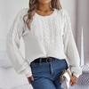 Women Autumn Winter Fashion Splice Leisure Pullover Fried Dough Twists Sweater Sleeve