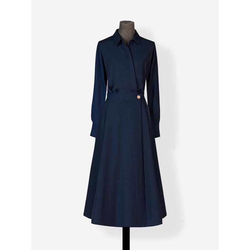 Pre-sale 2607 Elegant Plus Size High Waist Long Shirt Dress for Women - Spring/Autumn Slimming Style