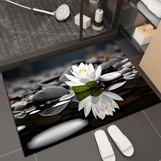 Golvmatta Halkfri Badrumsmatta med Grov Yta Gummiprickar på Baksidan Mjuk Beröring Diatomitlera Snabbtorkande Dräneringshål Badrumsmatta