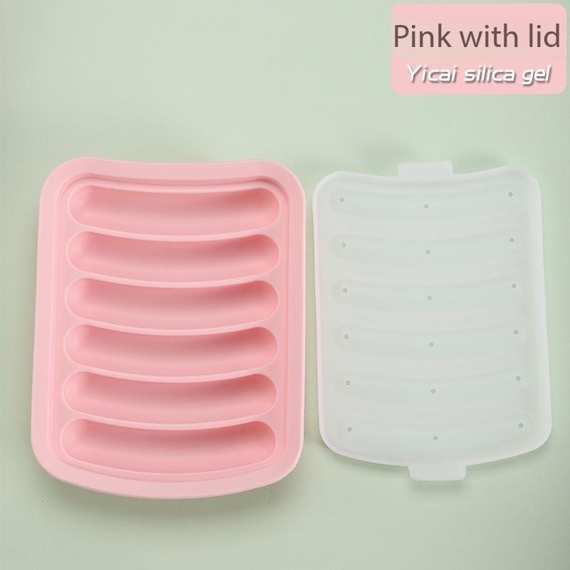 6-Cavity Sausage Mold Sausage Mold Easy Venting Food-Grade Easy Release Thickened Healthy Baking Silicone with Lid Baby Food