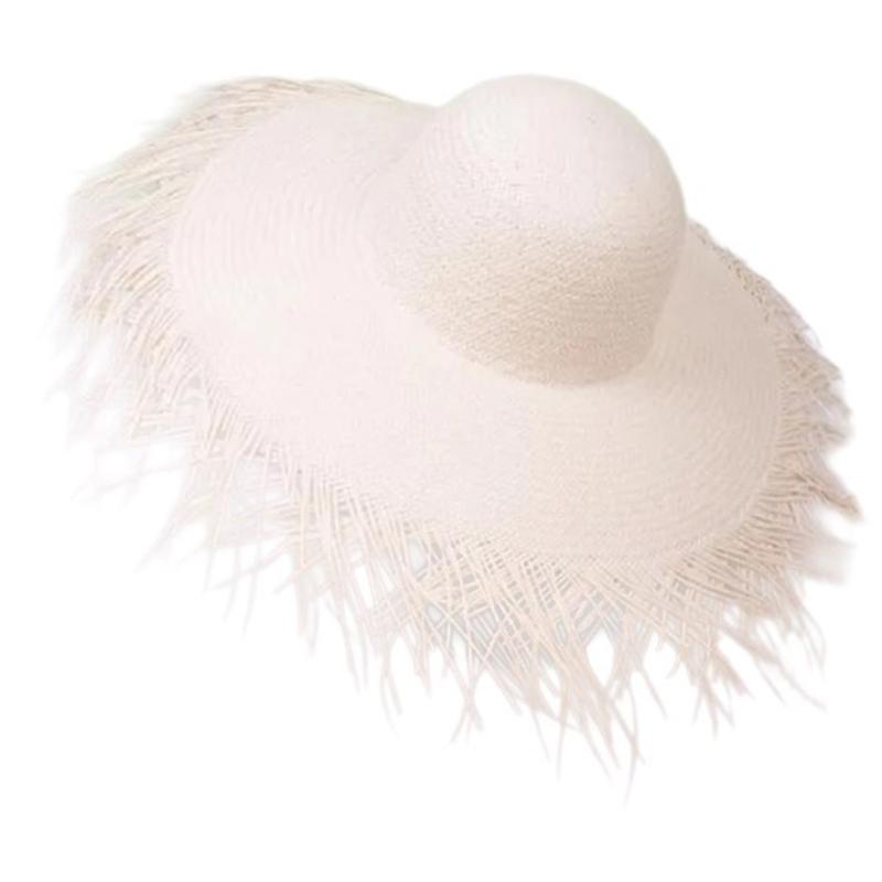 

Fashionable Elegant Hat Straw Sun Hat Simple Floppy Sun Hat Seaside Travel for Outings Parties Beach Portable бежевий