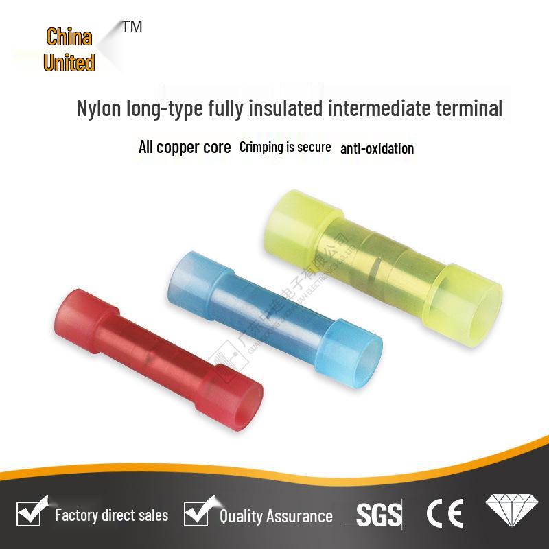 Middle Connect Nylon Long Terminal, 1.25/2/5.5 Fully Insulated Double Wire Quick Crimp Connector