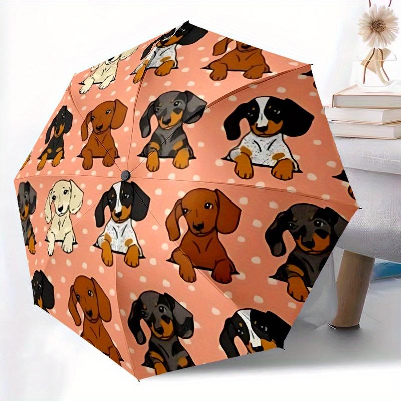 1pc Puppy Print Automatic Open/Close Umbrella, Umbrella with cartoon Design, Portable Compact Umbrella for Men & Women, Good Holiday Gift yy