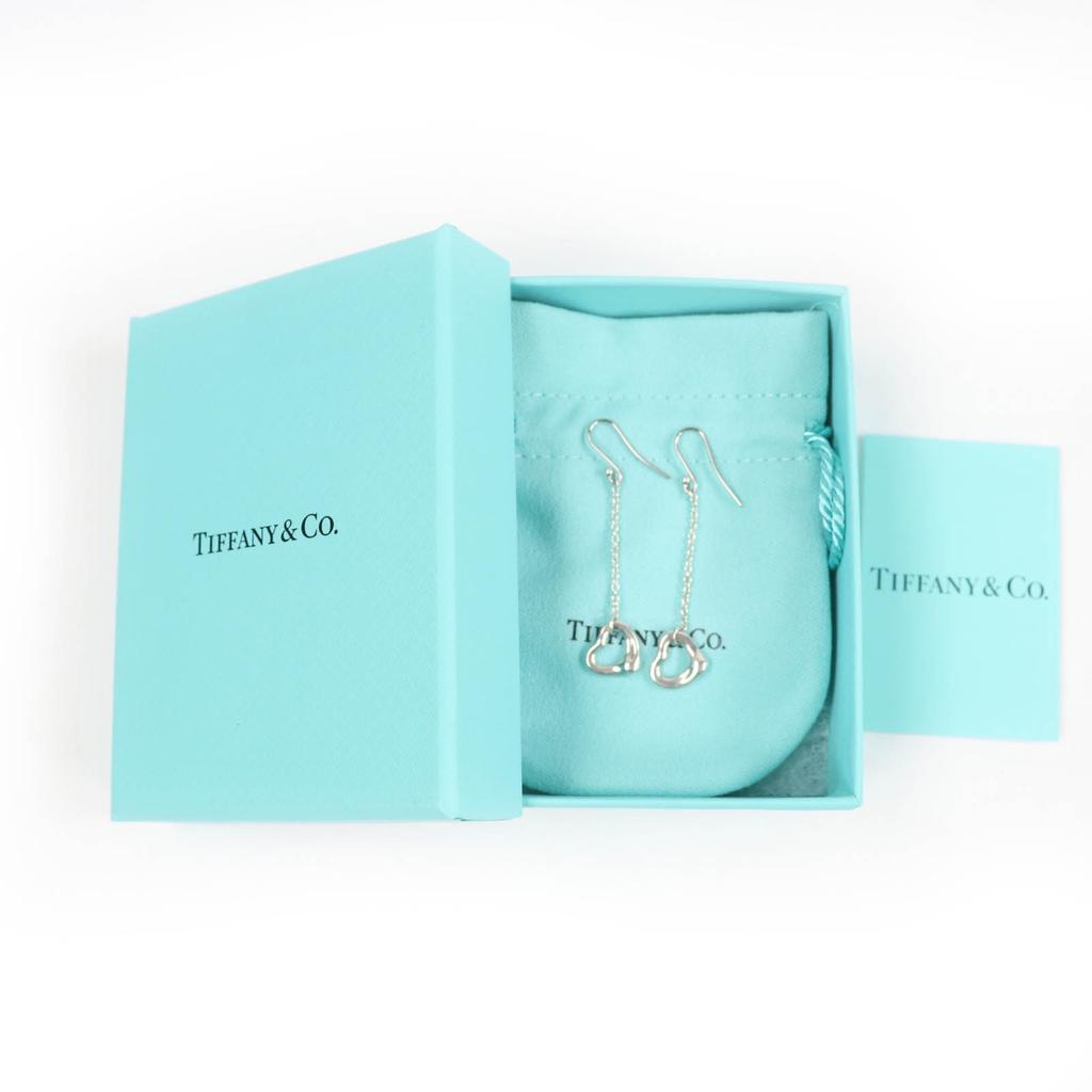 TIFFANY&Co. Pierce Open Heart Drop Earrings Accessories Silver AG925 Women Used