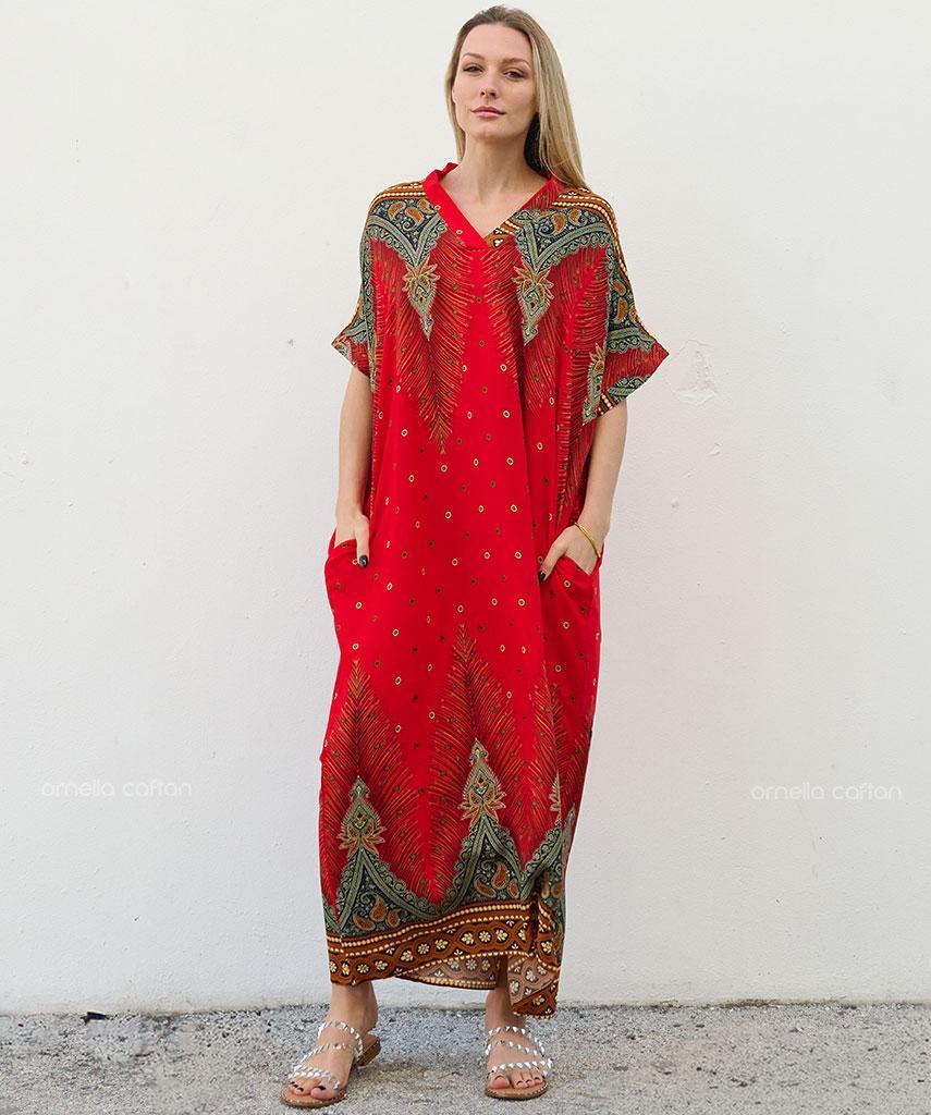 Women's V-Neck Floral Maxi Dress Short Sleeve Loose Boho Summer Dress