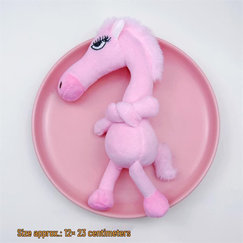 Three-Dimensional Black Horse Beaded Ornament Keychain Plush Doll Pendant