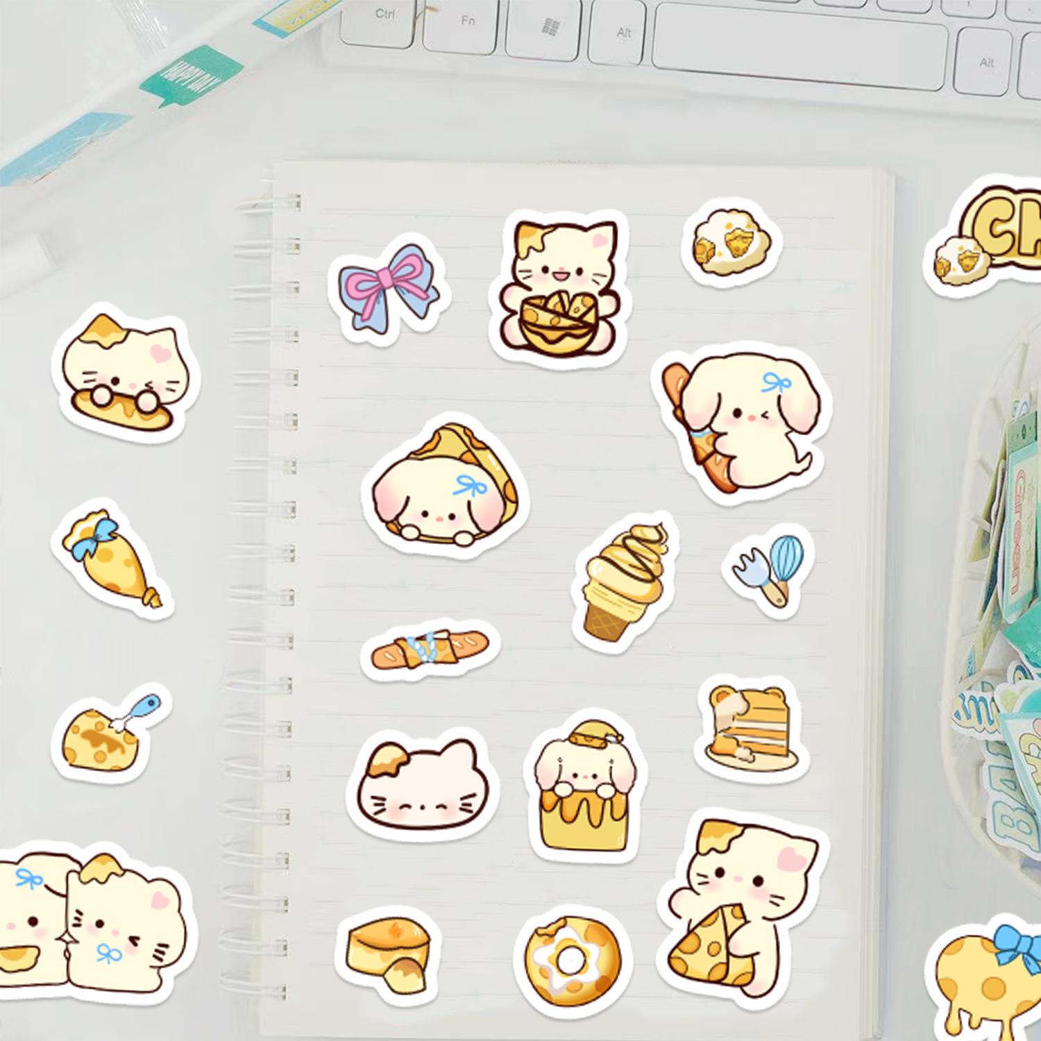 

Cute Cartoon Cheese Cat and Dog Stickers Ins Korean Guben Hand Account DIY Decoration Stickers Creative Stickers