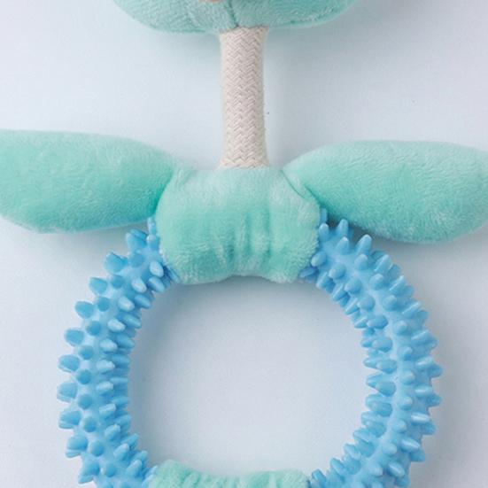 Plush Bird Dog Toy Spiky Rubber Ring Stuffed Bird Dog Chew Toy Rope Knot Interactive Tug-of-War Toy for Teeth Cleaning Small Medium Dogs
