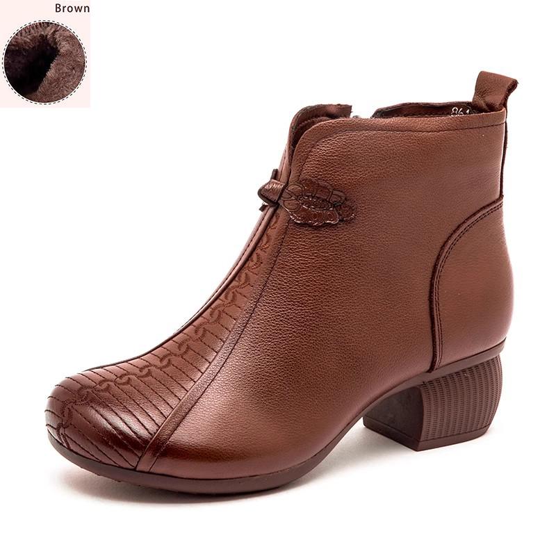 Fashion GKTINOO 2025 New Autumn Winter Thick Heel Ankle Boots Women Warm Boots Shoes Handmade Genuine Leather Zipper Retro Short Boots