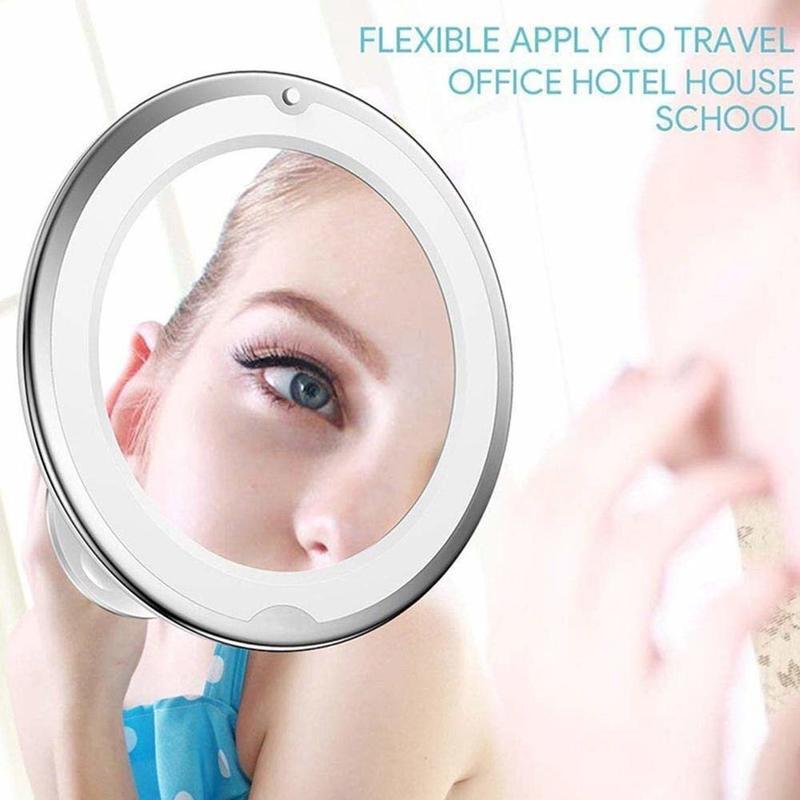 Bathroom Makeup Mirror 10x Mix LED Filling Lightweight Makeup Mirror 360 Degree Rotation With Strong Suction | Bathroom Mirrors