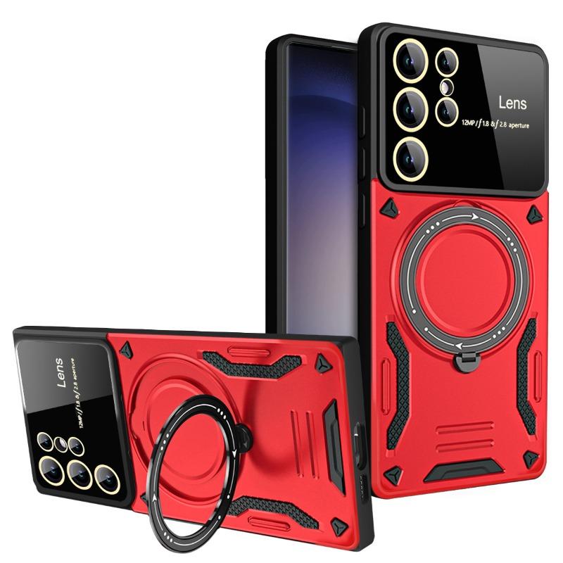 Suitable for Samsung S25 Ultra Magnetic Suction Phone Case S24FE Rotary Bracket A55 Full Inclusive Anti Fall Protection Case