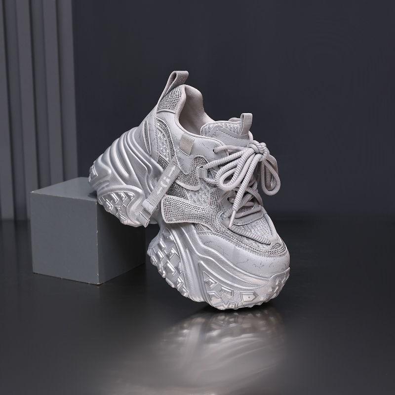 Scarpe con plateau da donna autunno nuovo strass moda rialzo interno scarpe da donna versatili scarpe sportive e per il tempo libero