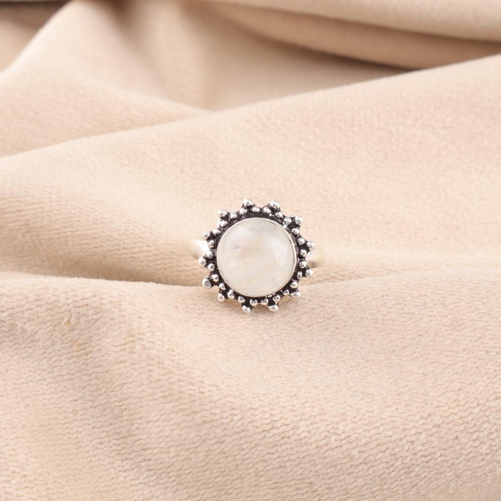 Rainbow Moonstone Gemstone 925 Sterling Silver Jewelry Handmade Partywear Ring RR-7-40