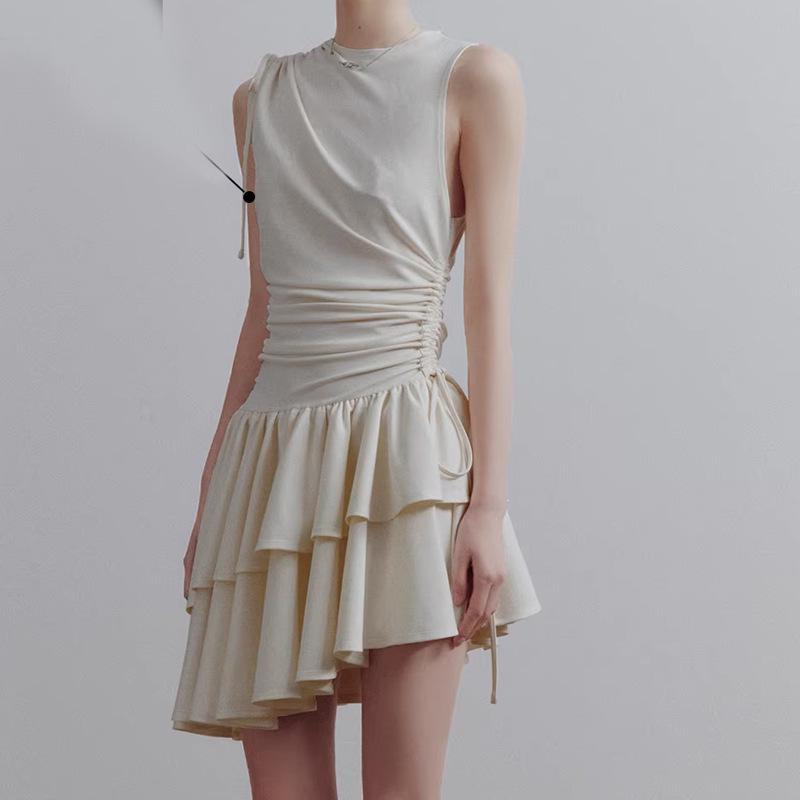 

FUSS Air Ballet Fluffy Soft Touch Asymmetrical Knit Dress - Cloud Mist White Medium