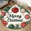 1pc Soft, Absorbent & Non-Slip Merry Christmas and Light Balls Round Rug, Perfect for Entryway, Living Room, Bedroom Decor, Machine Washable