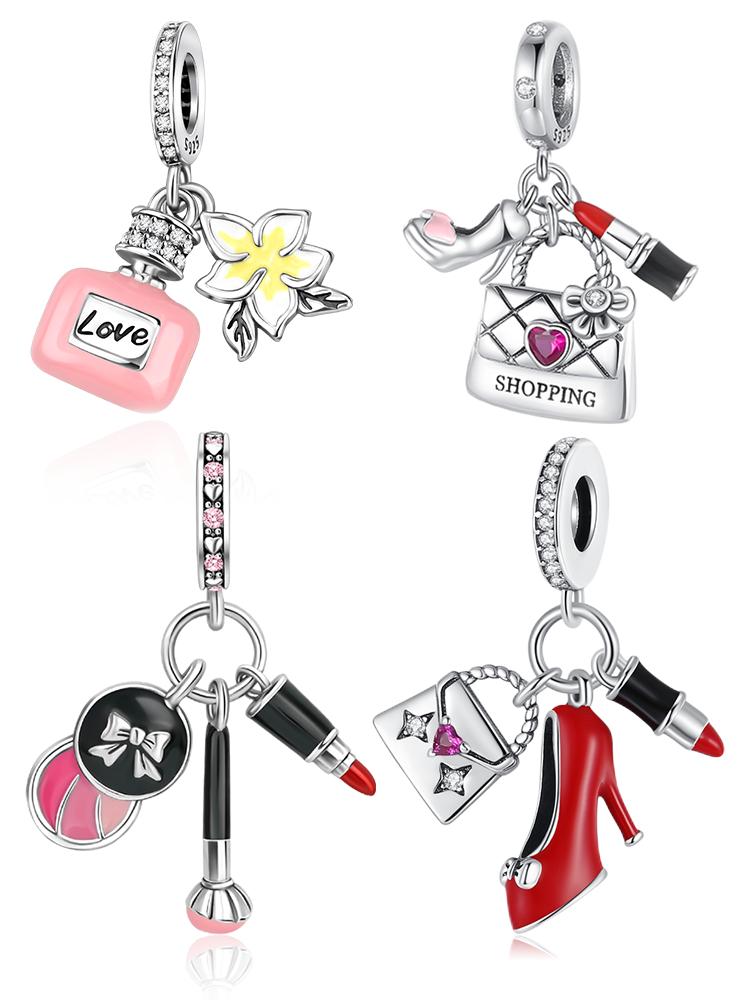 Handbag Lipstick Perfume High Heeled Shoes Copper Plated For Charms Copper Plated Original Bracelet For Jewelry Making