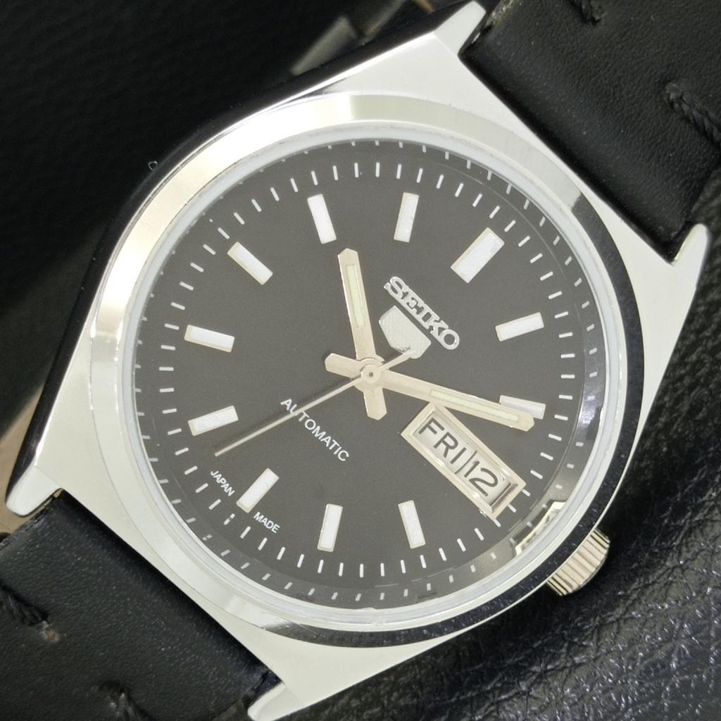 VINTAGE SEIKO 5 AUTOMATIC REFURBISHED JAPAN MENS BLACK DIAL WATCH A440665-9 Sk-a440665-1