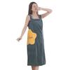 Women’s Quick-Dry Coral Fleece Bath Skirt with Pocket – Wearable, Absorbent, Strappy Bathrobe