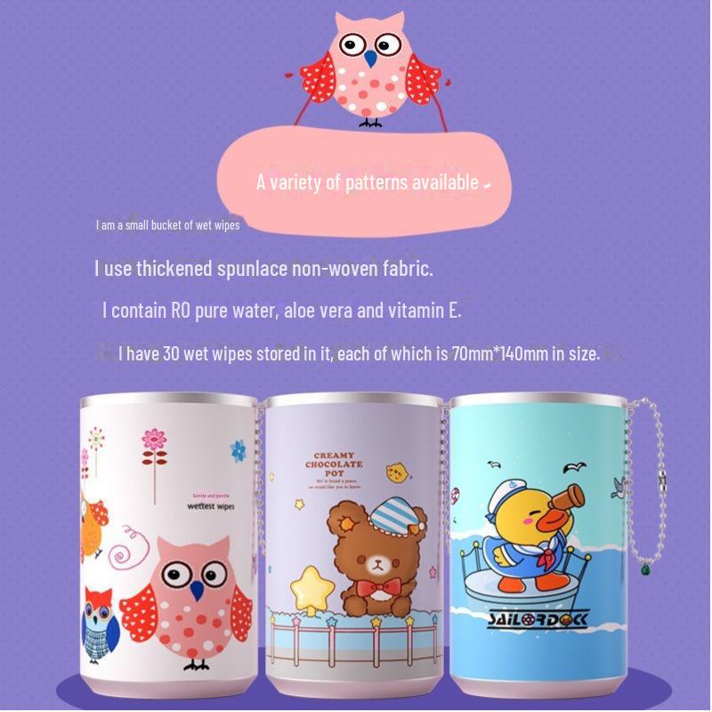 Tragbare Mini-Feuchttücher für Kinder und Haustiere in Reisedosen